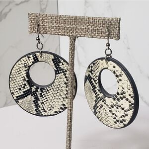 LARGE FAUX SNAKESKIN French Hook Earrings